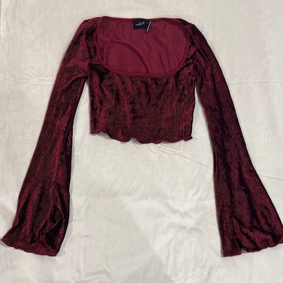 Urban Outfitters Tops - Urban Outfitters Elegant Velvet Burgundy Crop Top